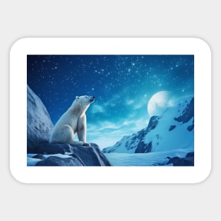 Polar Bear Animal Wildlife Wilderness Colorful Realistic Illustration Sticker